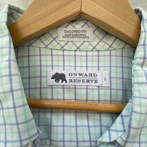 Men's Blue and White Checkered Shirt